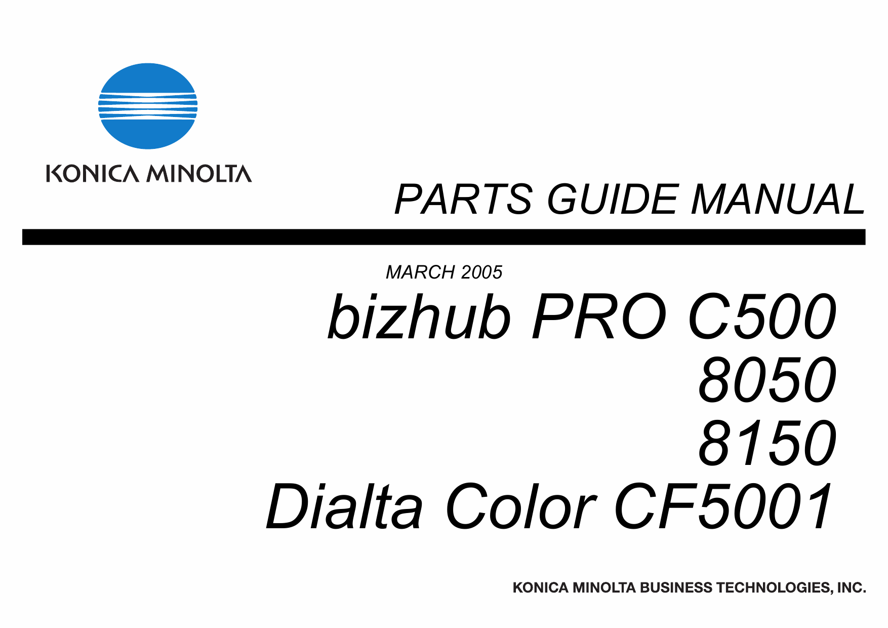 Konica-Minolta bizhub-PRO C500 8050 8150 Parts Manual-1